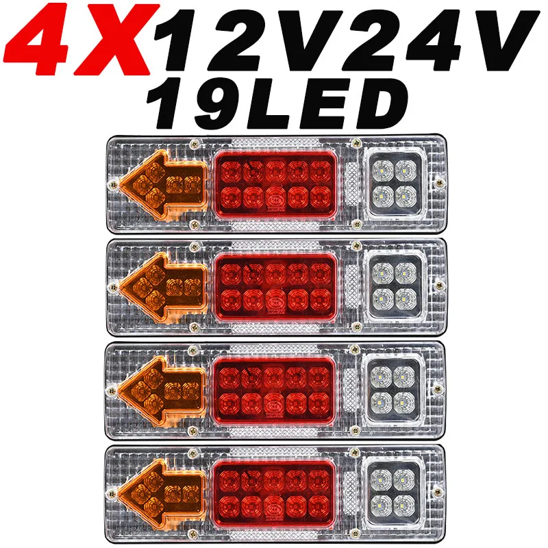 4X 12V 24V 19LED Универсальный белый задний фонарь для грузовика для прицепа, каракана, лодки, пикапа, кемпера, UTV, фургона, указателя поворота, беговая лампа 
4X 12V 24V 19LED Универсальный белый задний фонарь для грузовика для прицепа, каракана, лодки, пикапа, кемпера, UTV, фургона, указателя поворота, беговая лампа