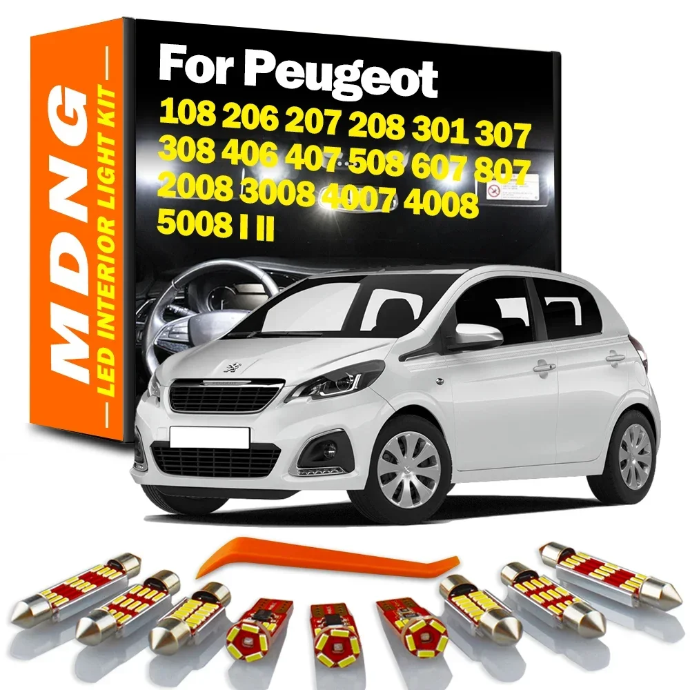 MDNG для Peugeot 108 206 207 208 301 307 308 406 407 508 607 807 2008 3008 4007 4008 I II Canbus Светодиодная лампа для освещения салона автомобиля Kit
MDNG для Peugeot 108 206 207 208 301 307 308 406 407 508 607 807 2008 3008 4007 4008 I II Canbus Светодиодная лампа для освещения салона автомобиля Kit