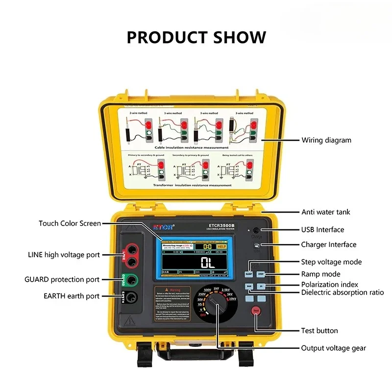ETCR3520 High Efficiency Test Function 10kV Hight Voltage Insulation Resistance Tester
ETCR3520 High Efficiency Test Function 10kV Hight Voltage Insulation Resistance Tester