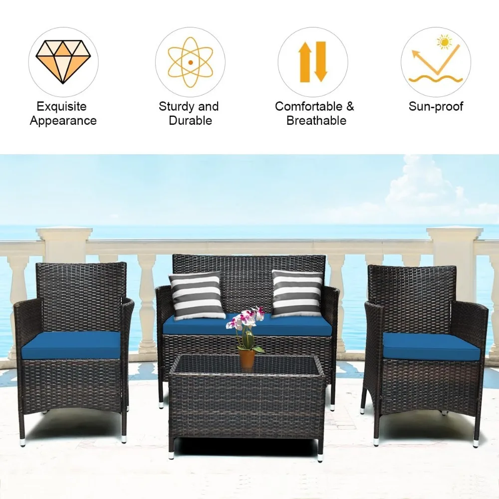 8 Pieces Patio Rattan Conversation Set with Tempered Glass Coffee Table & Thick Cushion, Wicker Set for Garden, Customized
8 Pieces Patio Rattan Conversation Set with Tempered Glass Coffee Table & Thick Cushion, Wicker Set for Garden, Customized