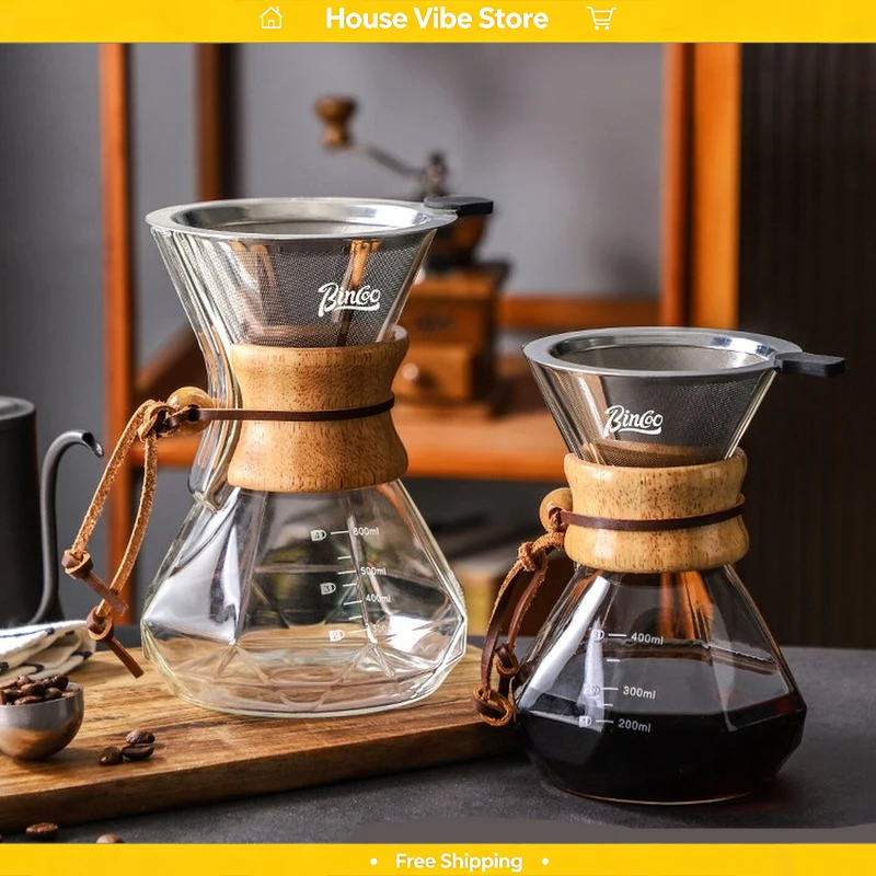 Bincoo Glass Hand Brew Coffee Pot Sharing Carafe With Stainless Steel Filter Funnel Household Coffee Making Accessory
Bincoo Glass Hand Brew Coffee Pot Sharing Carafe With Stainless Steel Filter Funnel Household Coffee Making Accessory