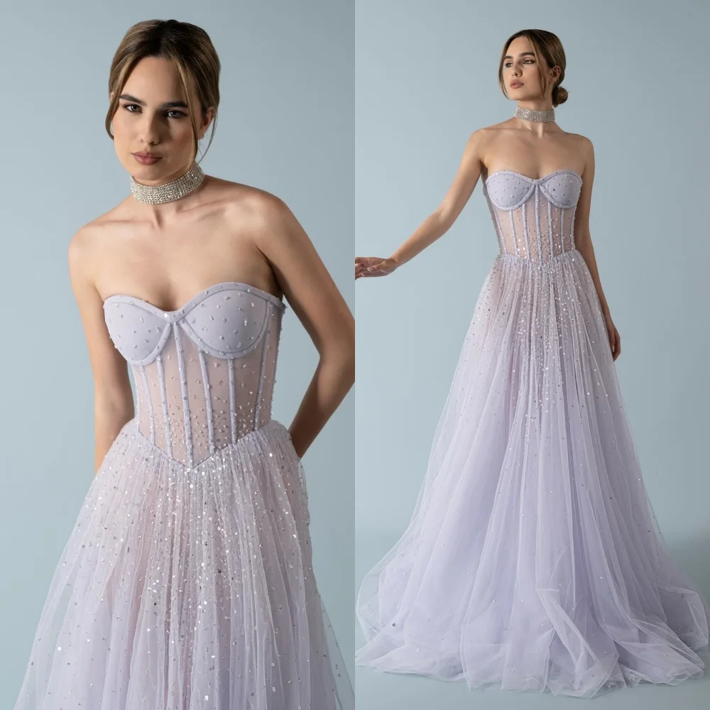 Customized Exquisite Strapless Sleeveless Evening Dress High Quality Tulle Prom Dresses Delicate Crystal Bridal Party Gowns
Customized Exquisite Strapless Sleeveless Evening Dress High Quality Tulle Prom Dresses Delicate Crystal Bridal Party Gowns