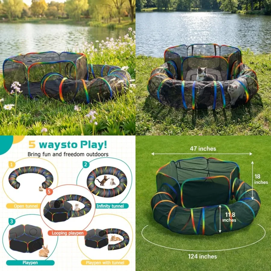 Portable Cat Enclosure - 2-in-1 Outdoor Catio with Tent and Tunnel, Foldable Playpen for Indoor Cats, Includes Storage Bag for
Portable Cat Enclosure - 2-in-1 Outdoor Catio with Tent and Tunnel, Foldable Playpen for Indoor Cats, Includes Storage Bag for