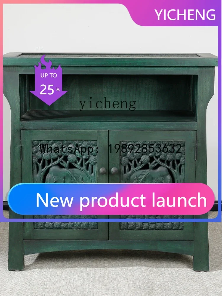 LYY Solid Wood Entrance Cabinet Elephant Carved Peacock Blue Locker Massage Room Furniture
LYY Solid Wood Entrance Cabinet Elephant Carved Peacock Blue Locker Massage Room Furniture