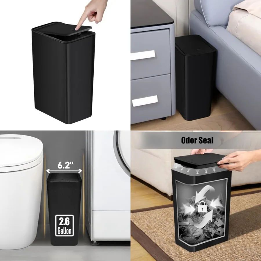 Bathroom Trash Can with Lid, 10 Liter/ 2.6 Gallon Slim Garbage Can, Small Trash Bin Waste Basket with Pop-Up Lid for Kitchen, B
Bathroom Trash Can with Lid, 10 Liter/ 2.6 Gallon Slim Garbage Can, Small Trash Bin Waste Basket with Pop-Up Lid for Kitchen, B