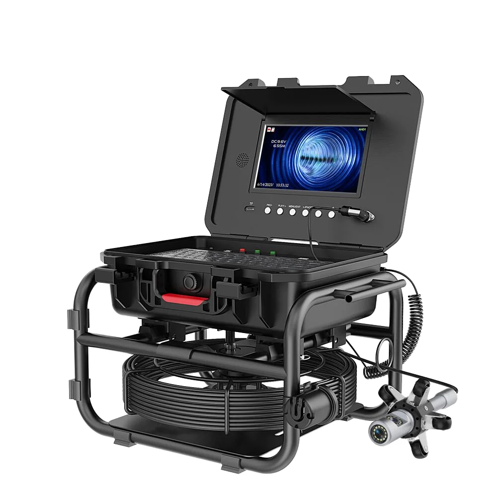 360 Rotating Outdoor Sewer Pipe Inspection Camera 9-Inch IPS 1080P Screen H.264 SD Card 1 Year 512Hz Transmitter Meter Counter
360 Rotating Outdoor Sewer Pipe Inspection Camera 9-Inch IPS 1080P Screen H.264 SD Card 1 Year 512Hz Transmitter Meter Counter