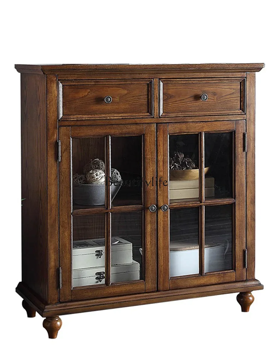American side cabinet solid wood double door glass door European dish cabinet furniture
American side cabinet solid wood double door glass door European dish cabinet furniture