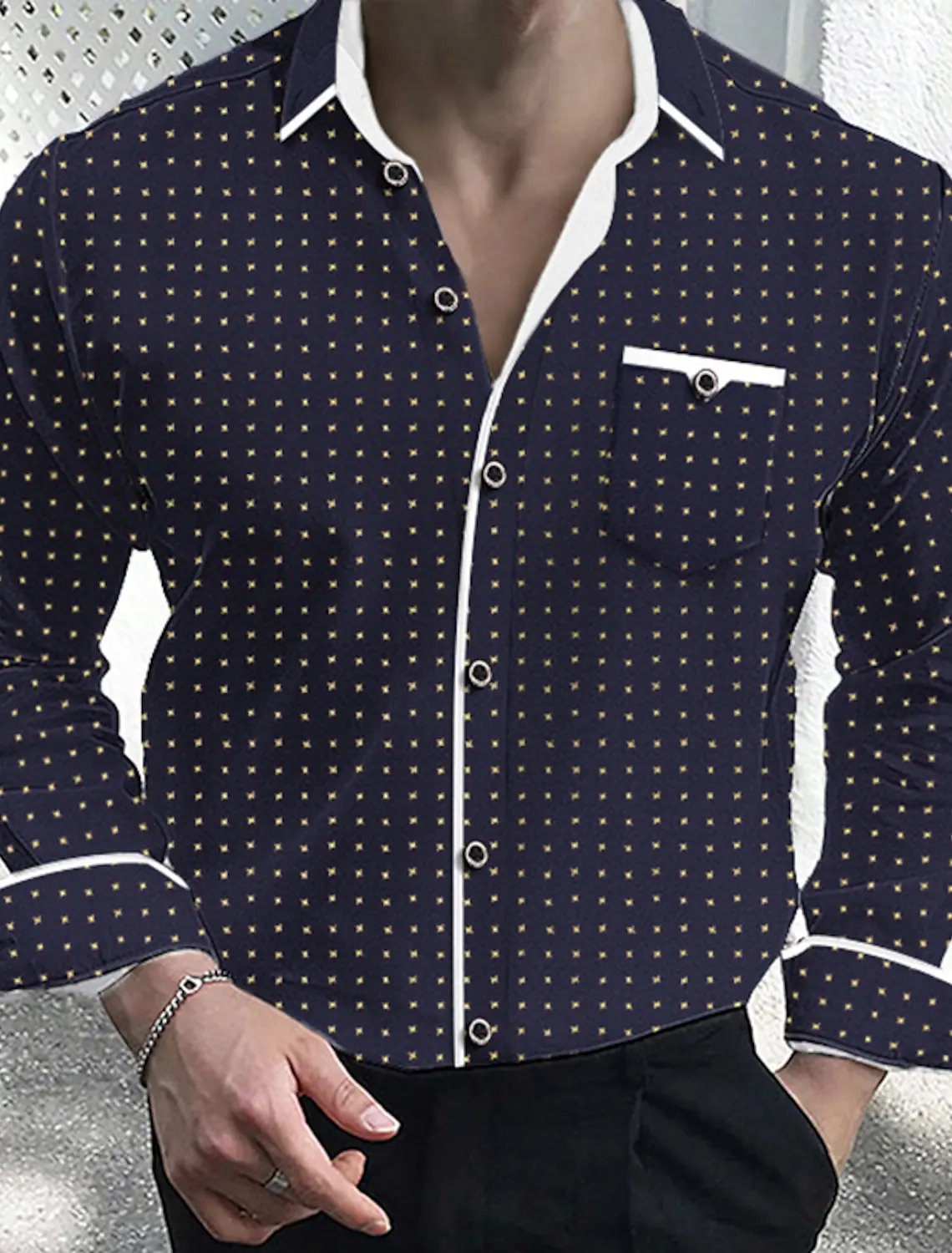 Plus size Men's Shirt Stylish Loose Casual Wave point Shirt Breathable Lapel Button Long Sleeve Shirt For Business Men's Clothin
Plus size Men's Shirt Stylish Loose Casual Wave point Shirt Breathable Lapel Button Long Sleeve Shirt For Business Men's Clothin