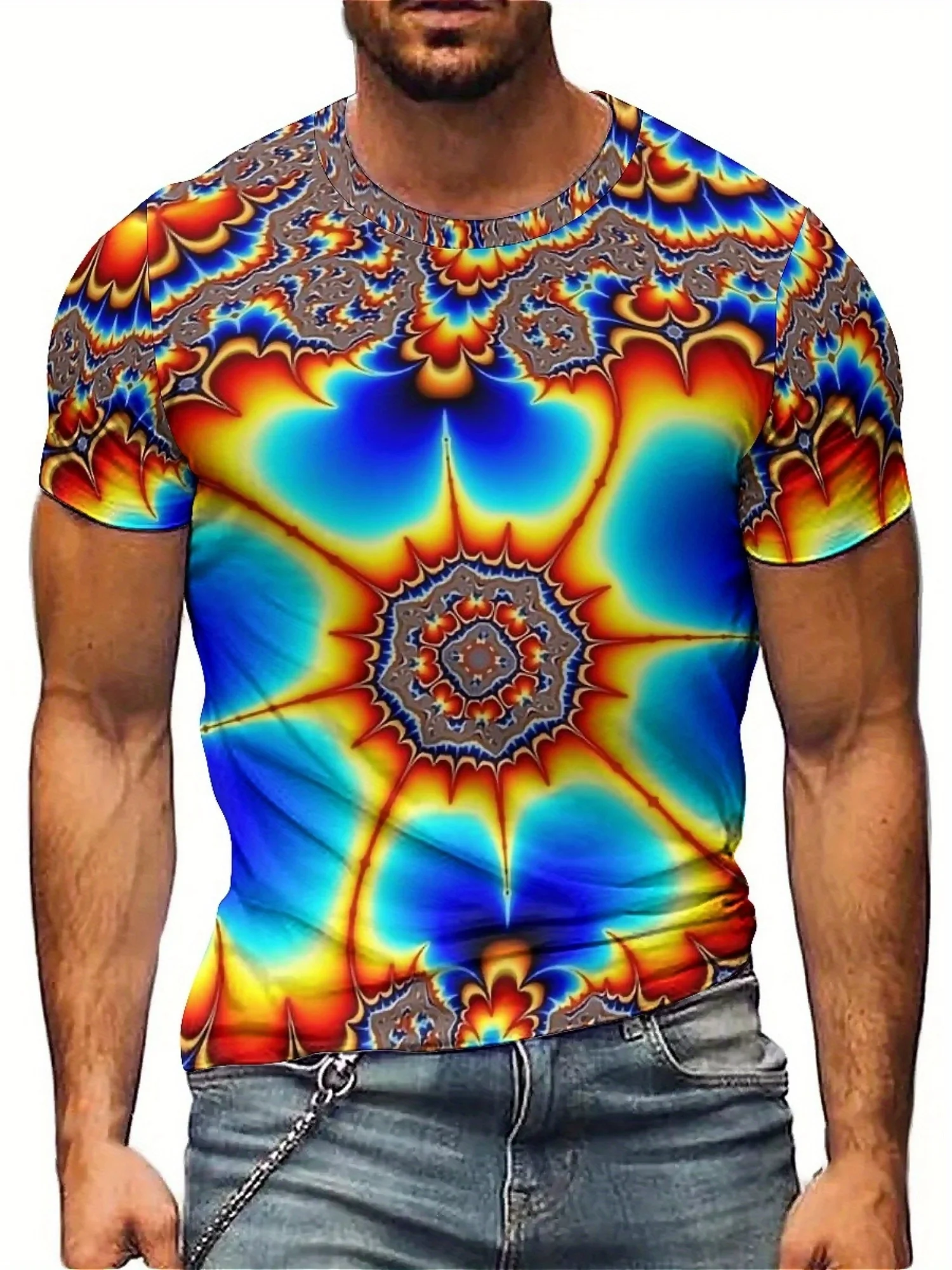 Men's Vibrant Tie-Dye Short Sleeve T-Shirt 3D Geometric Print, Round Neck, Lightweight & Breathable for All Seasons
Men's Vibrant Tie-Dye Short Sleeve T-Shirt 3D Geometric Print, Round Neck, Lightweight & Breathable for All Seasons