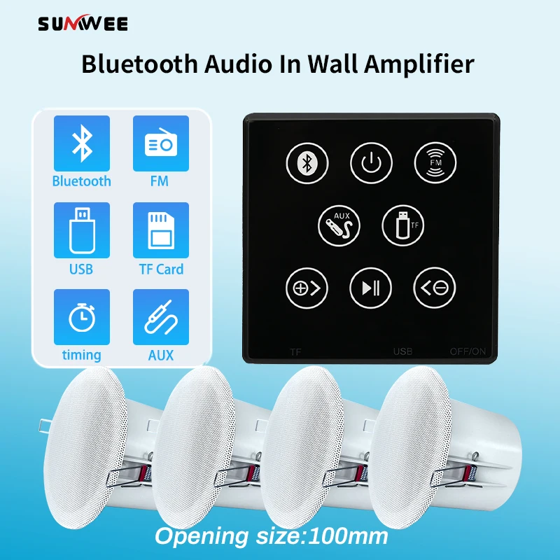 Bluetooth Wall mounted audio amplifier Smart Home sound amplifier touch screen background music player with Ceiling Speaker FM
Bluetooth Wall mounted audio amplifier Smart Home sound amplifier touch screen background music player with Ceiling Speaker FM