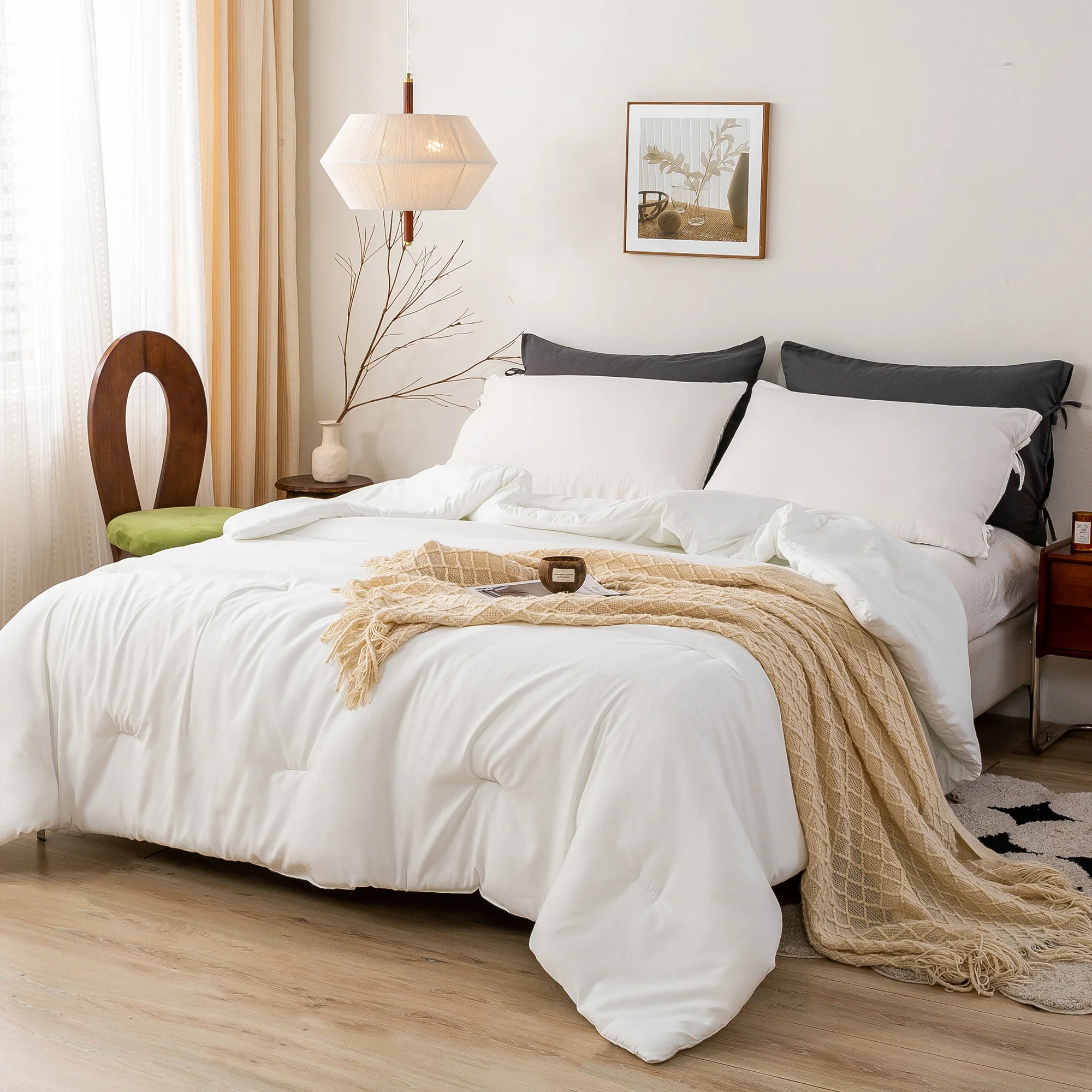 Softness White Comforter King Size 3 Piece Comfy Fluffy Bedding Set Lightweight but Warm All Season
Softness White Comforter King Size 3 Piece Comfy Fluffy Bedding Set Lightweight but Warm All Season