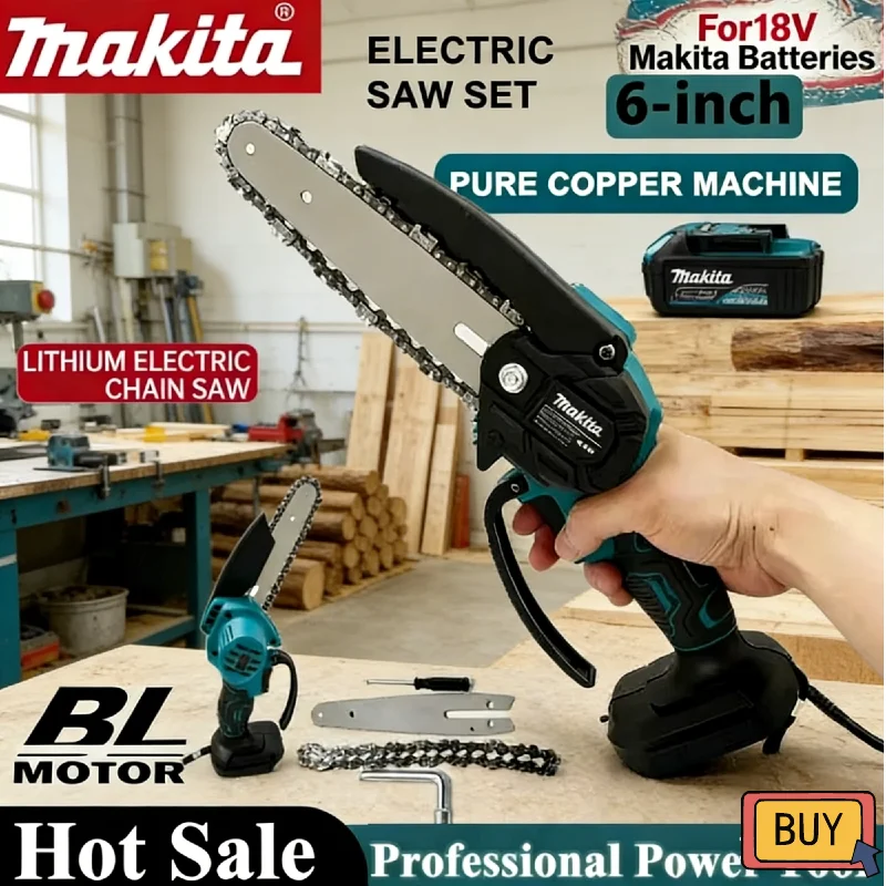 Аккумуляторная цепная пила Makita 6 дюймов, 18В, портативный ручной электроинструмент для обрезки сада, стрижки деревьев и распиловки древесины
Аккумуляторная цепная пила Makita 6 дюймов, 18В, портативный ручной электроинструмент для обрезки сада, стрижки деревьев и распиловки древесины