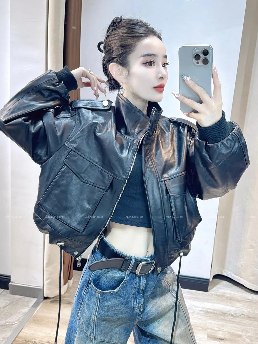 Ning Genuine Leather Jaet Women's 2024 New Hot ort Sle Spring Autumn eep Leather Biker Coat Premium Feel
Ning Genuine Leather Jaet Women's 2024 New Hot ort Sle Spring Autumn eep Leather Biker Coat Premium Feel