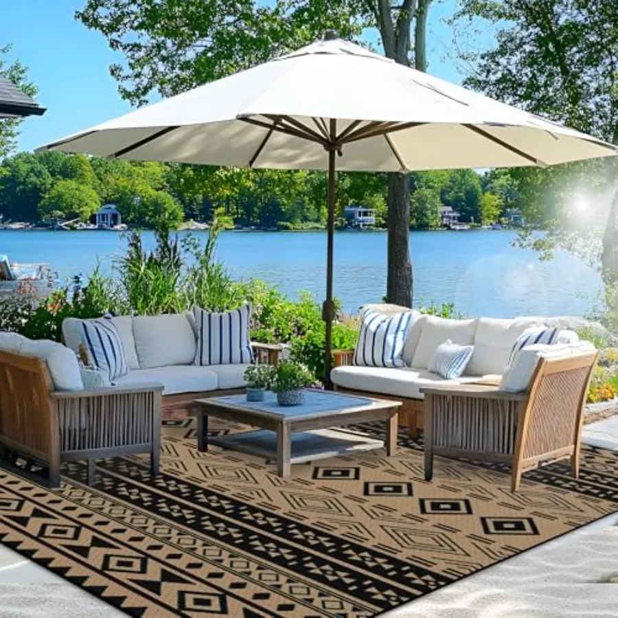 Outdoor 8x10 ft Waterproof Patio Rug Plastic Straw Reversible Mat for RV, Camping, Balcony, Beach, Picnic, Porch Boho Black Bro
Outdoor 8x10 ft Waterproof Patio Rug Plastic Straw Reversible Mat for RV, Camping, Balcony, Beach, Picnic, Porch Boho Black Bro