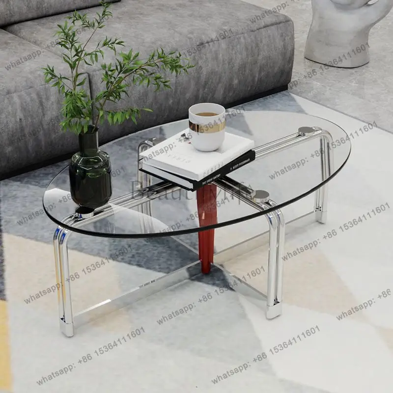 Living room coffee table Household stainless steel glass high-end small apartment minimalist oval tea table
Living room coffee table Household stainless steel glass high-end small apartment minimalist oval tea table