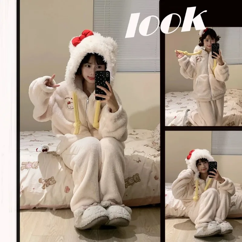 Kawaii Hello Kitty коралловые флисовые пижамы для девочек в стиле аниме милые милые пижамы зимние на флисовой подкладке утепленные с длинными рукавами домашний костюм новый
Kawaii Hello Kitty коралловые флисовые пижамы для девочек в стиле аниме милые милые пижамы зимние на флисовой подкладке утепленные с длинными рукавами домашний костюм новый