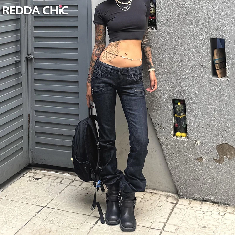 ReddaChic женские узкие джинсы Y2k винтажные потертые карманы на молнии облегающие эластичные брюки с низкой талией Bootcut Harajuku уличная одежда
ReddaChic женские узкие джинсы Y2k винтажные потертые карманы на молнии облегающие эластичные брюки с низкой талией Bootcut Harajuku уличная одежда