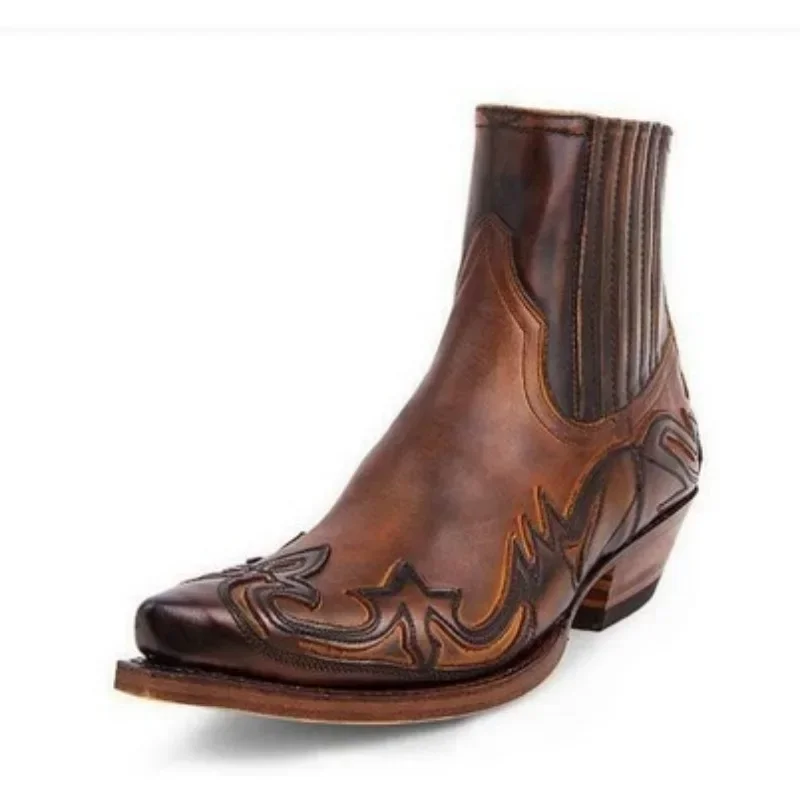 Men Low Heel Pointed Boots with Classic Print Motorcycle Ankle Boots Western Cowboy Outdoor Totem Men Boots PU Leather Men Shoes
Men Low Heel Pointed Boots with Classic Print Motorcycle Ankle Boots Western Cowboy Outdoor Totem Men Boots PU Leather Men Shoes
