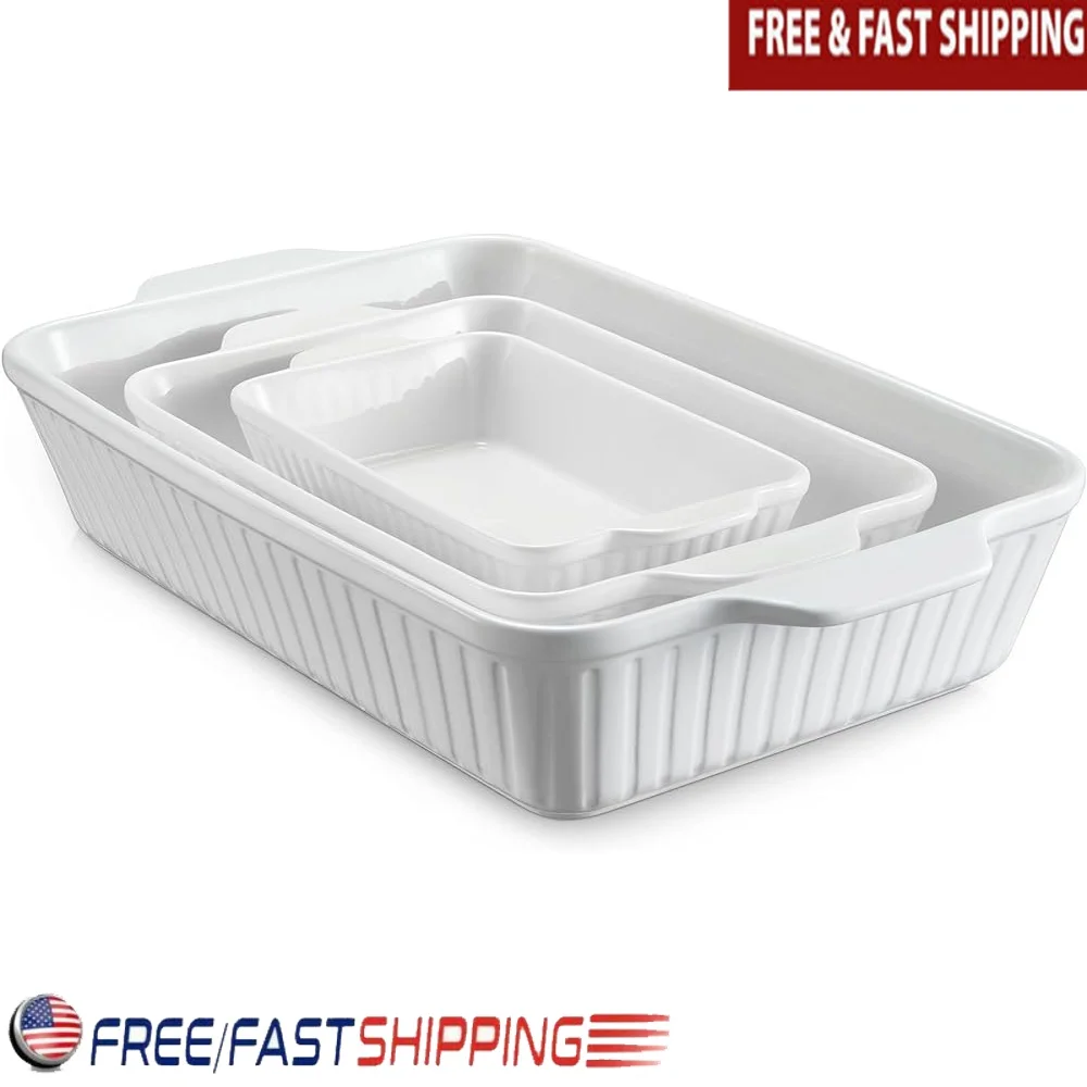 Ceramic Baking Dish Set Casserole Dishes Oven Safe Deep Rectangular Bakeware with Handles Easy Clean Stacking Storage Ideal
Ceramic Baking Dish Set Casserole Dishes Oven Safe Deep Rectangular Bakeware with Handles Easy Clean Stacking Storage Ideal