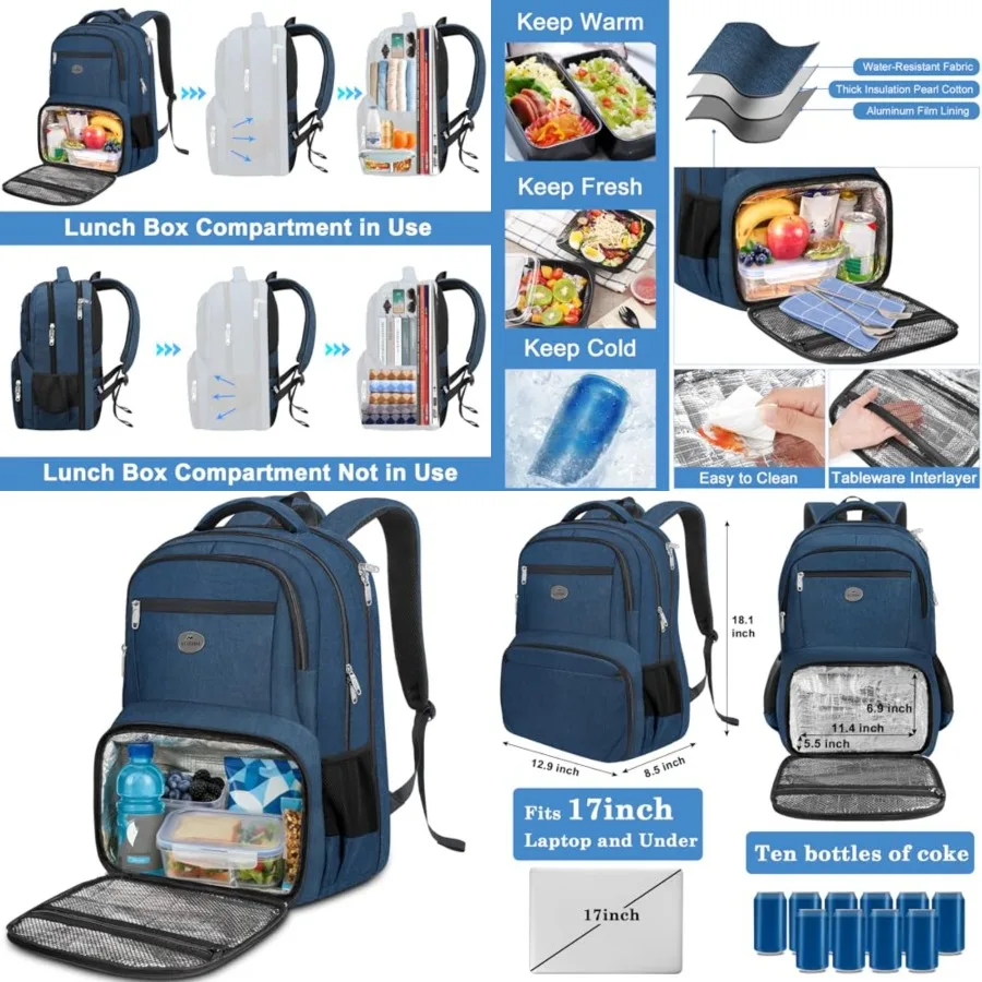 Lunch Backpack for Men, Travel Laptop Backpack with Cooler Compartment, Airle Approved Carry On Backpack, Waterproof Computer B
Lunch Backpack for Men, Travel Laptop Backpack with Cooler Compartment, Airle Approved Carry On Backpack, Waterproof Computer B
