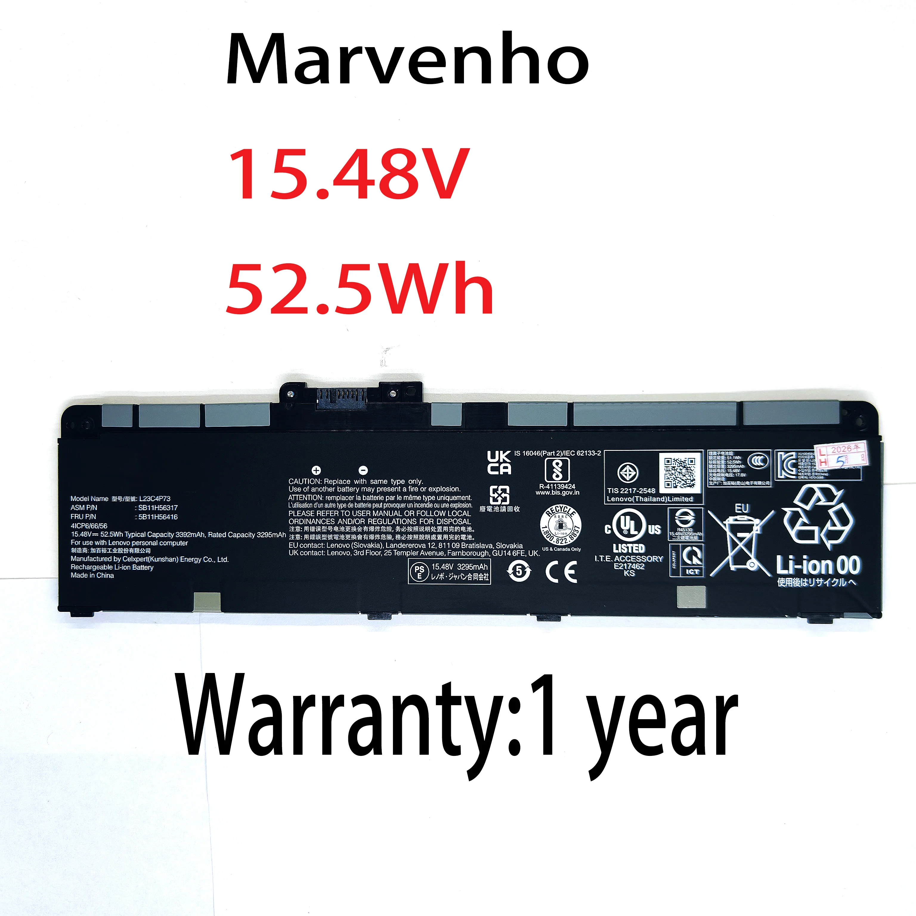 New Marvenho 52.5Wh 15.48V 3392mAh L23C4P73 L23D4P71 L23M4P72 Laptop Battery For Lenovo ThinkPad T14 P14s Gen 5 6
New Marvenho 52.5Wh 15.48V 3392mAh L23C4P73 L23D4P71 L23M4P72 Laptop Battery For Lenovo ThinkPad T14 P14s Gen 5 6