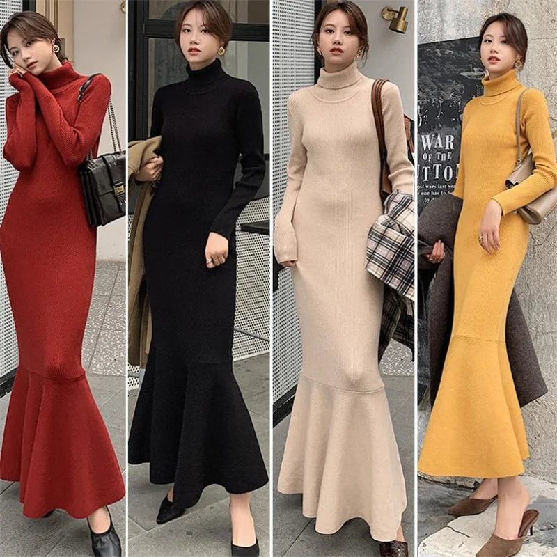 Autumn and winter new long fishtail knitted dress high neck maxi dress women xxl
Autumn and winter new long fishtail knitted dress high neck maxi dress women xxl