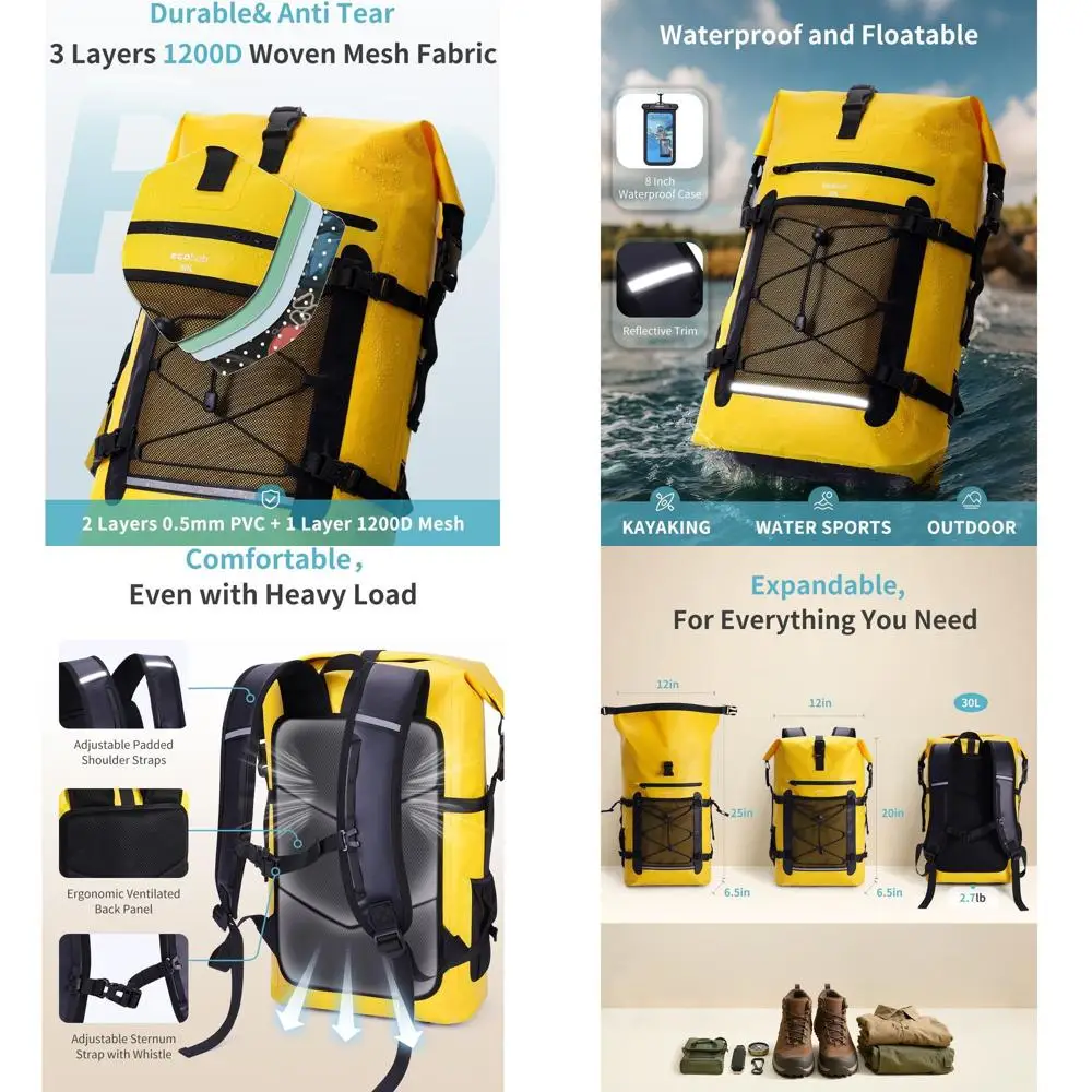 30L Waterproof Roll-Top Backpack for Men & Women with IPX8 Protection
30L Waterproof Roll-Top Backpack for Men & Women with IPX8 Protection