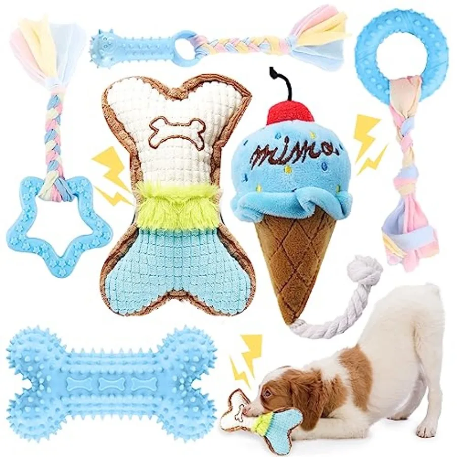 6 Pack Puppy Teething Toys Small Breed Dog Chew Toys with Rope Cute Plush Squeaky Dog Toys Soft Rubber Puppy Toys Set for Clean
6 Pack Puppy Teething Toys Small Breed Dog Chew Toys with Rope Cute Plush Squeaky Dog Toys Soft Rubber Puppy Toys Set for Clean