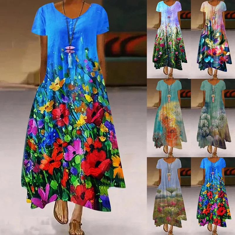 2023 Summer New Fashion Women's Print Short-sleeved Dress Female and Lady Hem Irregular Casual Commuting Elegant Long Dresses
2023 Summer New Fashion Women's Print Short-sleeved Dress Female and Lady Hem Irregular Casual Commuting Elegant Long Dresses