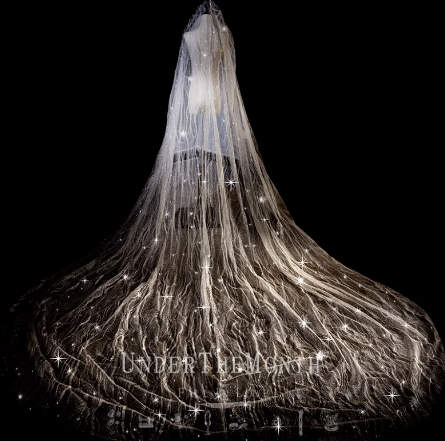 Wedding veil, shimmering starry sky veil popular on TikTok, long train veil for stage weddings.
Wedding veil, shimmering starry sky veil popular on TikTok, long train veil for stage weddings.
