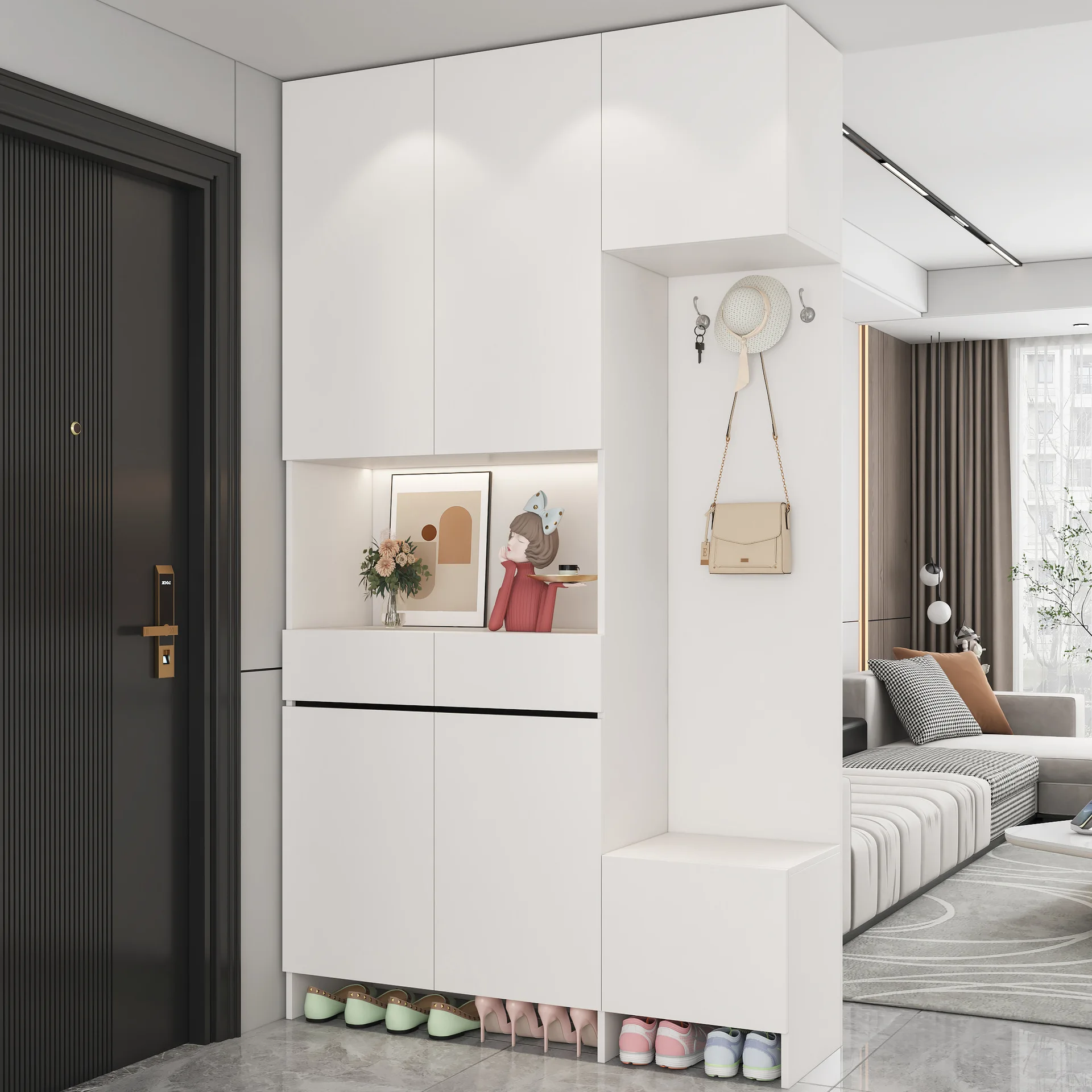 Aluminum alloy shoe cabinet integrated living room partition cabinet household entrance door against the wall wine cabinet entra
Aluminum alloy shoe cabinet integrated living room partition cabinet household entrance door against the wall wine cabinet entra