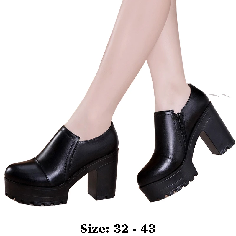 high quality leather shoe for women 10cm high heel platform round toe 32 33 43 elegant office autumn winter shoe black
high quality leather shoe for women 10cm high heel platform round toe 32 33 43 elegant office autumn winter shoe black