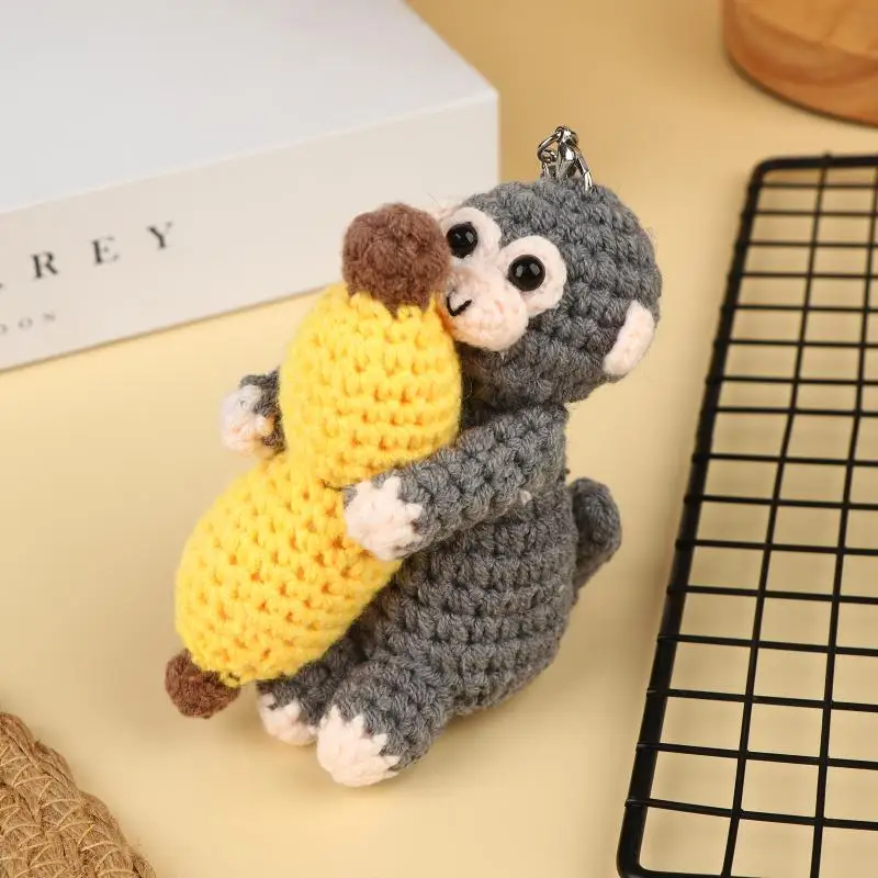 //1PC Cute Crochet Monkey Banana Keychain Handmade Knitted Animal Bag Charm Backpack Pendant Key Holder Lovely Gifts
//1PC Cute Crochet Monkey Banana Keychain Handmade Knitted Animal Bag Charm Backpack Pendant Key Holder Lovely Gifts