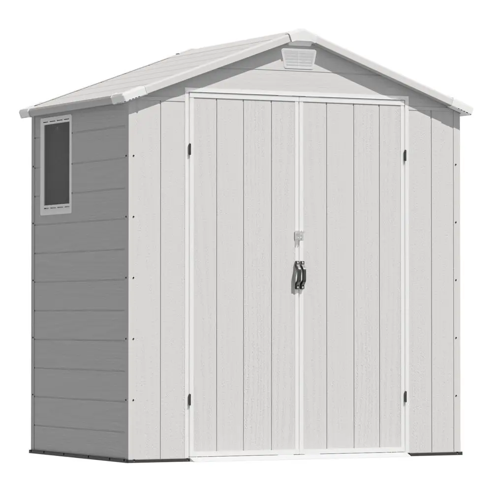 6x4FT Plastic Outdoor Storage Shed with Floor, Resin Sheds with Lockable Double Door, Tool Sheds with Window and Vents, for Gar
6x4FT Plastic Outdoor Storage Shed with Floor, Resin Sheds with Lockable Double Door, Tool Sheds with Window and Vents, for Gar
