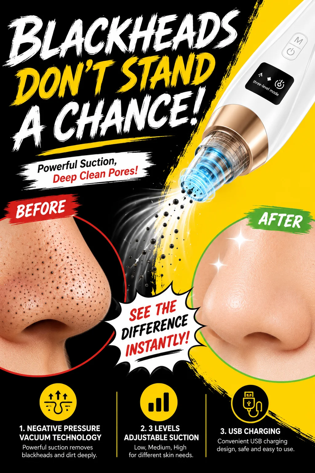 2026 HOT, Blackhead Remover Pore Cleaner Skin Pimple Acne Extractor Facial Cleaning Electric Black Head Removal Powerful suction
2026 HOT, Blackhead Remover Pore Cleaner Skin Pimple Acne Extractor Facial Cleaning Electric Black Head Removal Powerful suction