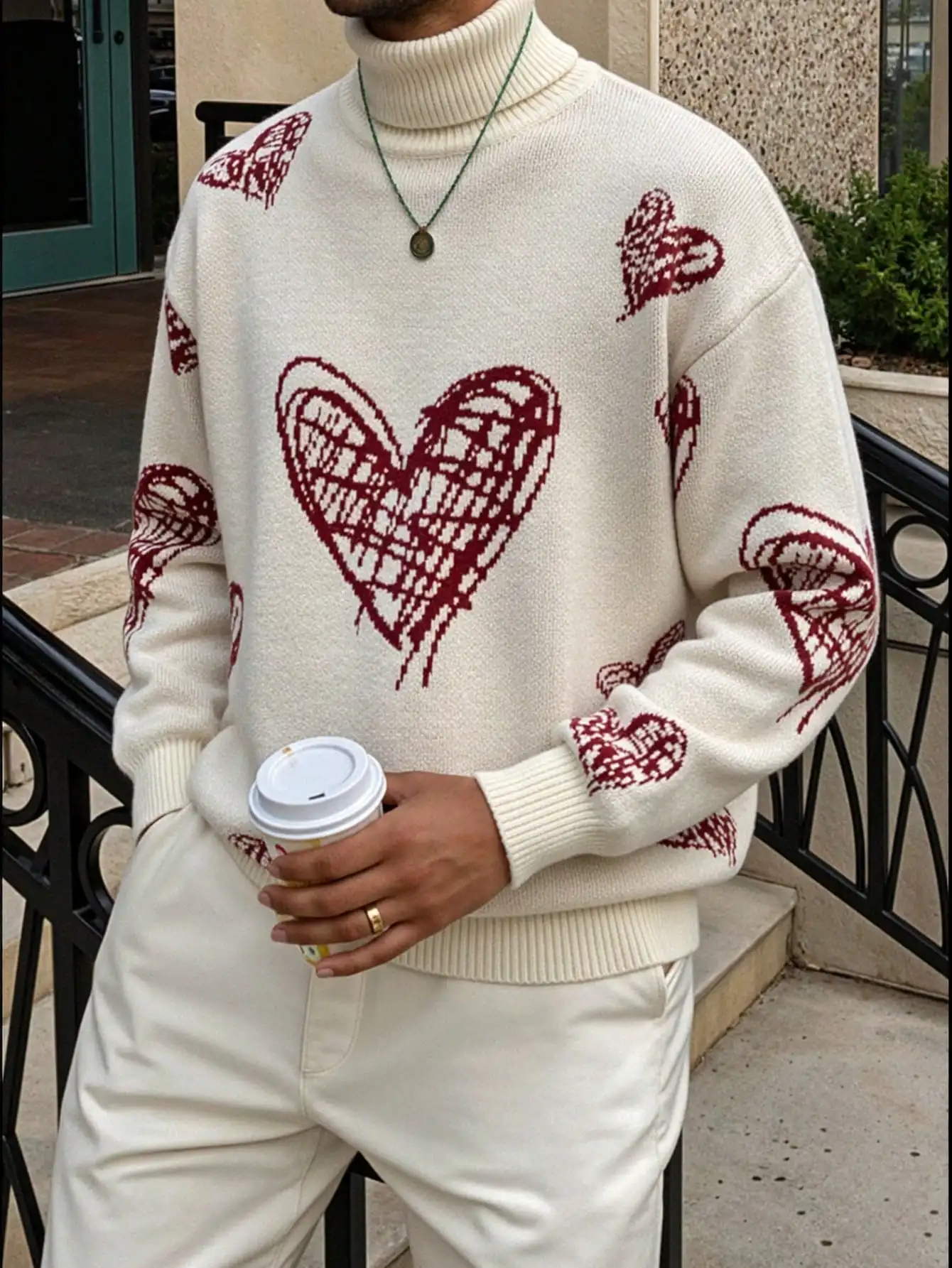 Autumn and Winter Men's New Casual Loose Simple Solid Color Heart Valentine's Day Couple Full-Print Pattern Cute Youthful Retro Versatile Commuter Turtleneck Pullover Knit Top Long-Sleeve Shirt
Autumn and Winter Men's New Casual Loose Simple Solid Color Heart Valentine's Day Couple Full-Print Pattern Cute Youthful Retro Versatile Commuter Turtleneck Pullover Knit Top Long-Sleeve Shirt