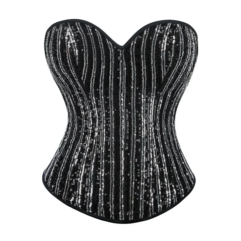Black Sequins Overbust Corsets Fashion Sexy Slimming Strapless Side Zipper Lingerie Bustiers Tops Body Shaper Corselet For Women
Black Sequins Overbust Corsets Fashion Sexy Slimming Strapless Side Zipper Lingerie Bustiers Tops Body Shaper Corselet For Women
