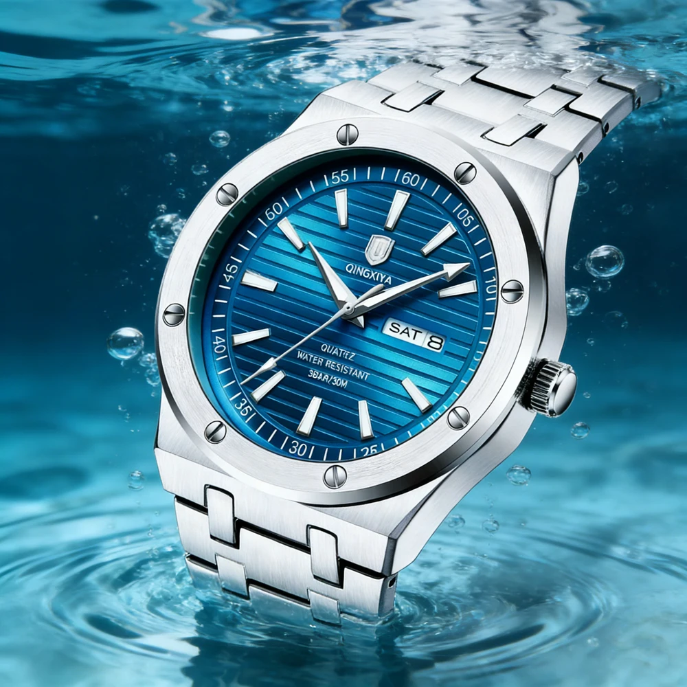 QINGXIYA Мужские роскошные кварцевые часы из нержавеющей стали, светящиеся спортивные водонепроницаемые наручные часы с указанием дня недели и даты, мужские подарочные часы Reloj
QINGXIYA Мужские роскошные кварцевые часы из нержавеющей стали, светящиеся спортивные водонепроницаемые наручные часы с указанием дня недели и даты, мужские подарочные часы Reloj