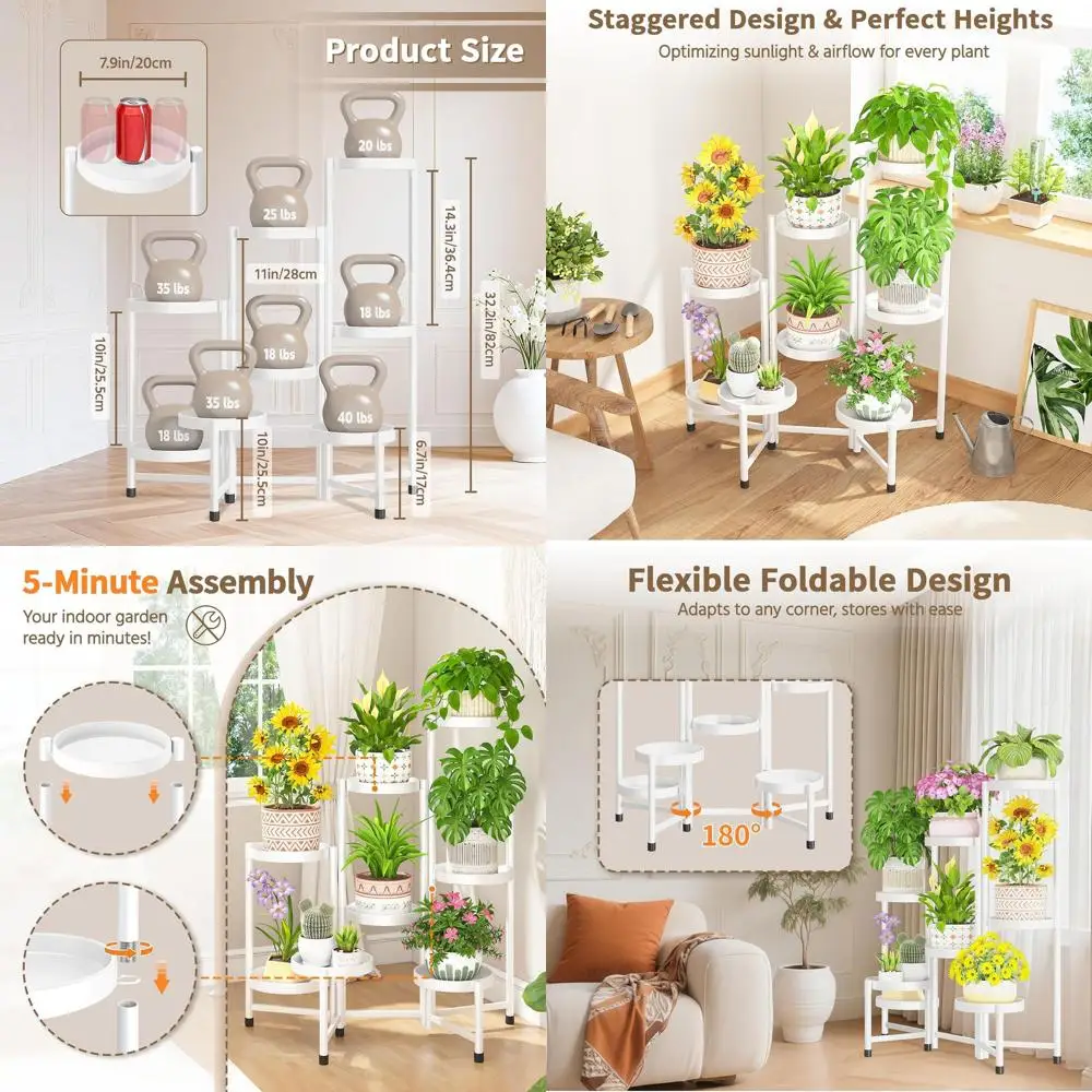 8-Tier Adjustable Metal Plant Stand, Indoor/Outdoor, Heavy-Duty, Narrow for Large Planters, White
8-Tier Adjustable Metal Plant Stand, Indoor/Outdoor, Heavy-Duty, Narrow for Large Planters, White