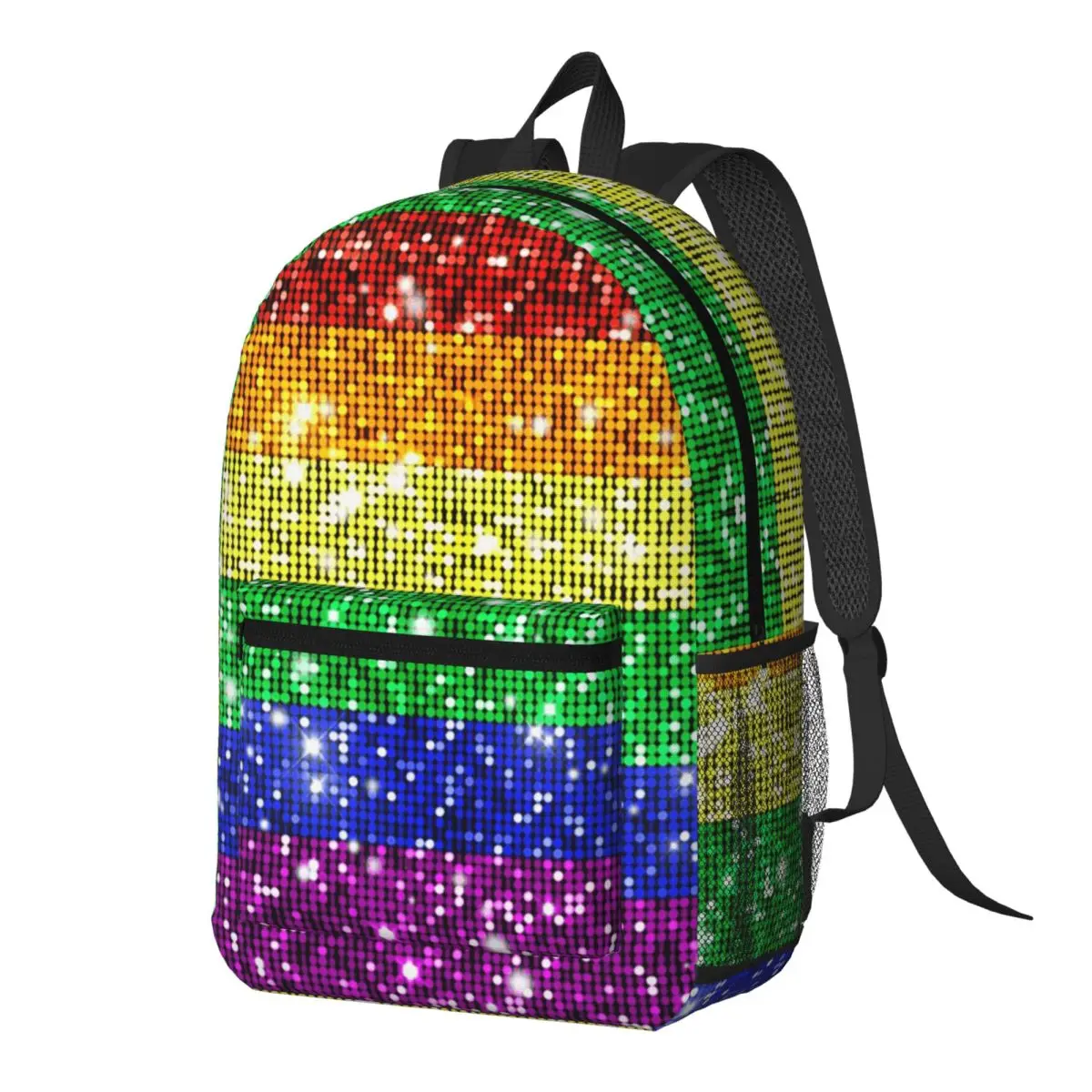 Faux Glitter Rainbow Pride Flag LGBT Gay Lesbian Backpack Daypack Large Capacity BookBag School Bag Shoulder Bags for Men Women
Faux Glitter Rainbow Pride Flag LGBT Gay Lesbian Backpack Daypack Large Capacity BookBag School Bag Shoulder Bags for Men Women