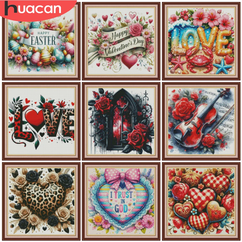 HUACAN 11CT Embroidery Sets Love Heart Landscape Printed Cross Stitch Kit Rose Flower Home Wall Decor Needlework Hand Sewing
HUACAN 11CT Embroidery Sets Love Heart Landscape Printed Cross Stitch Kit Rose Flower Home Wall Decor Needlework Hand Sewing