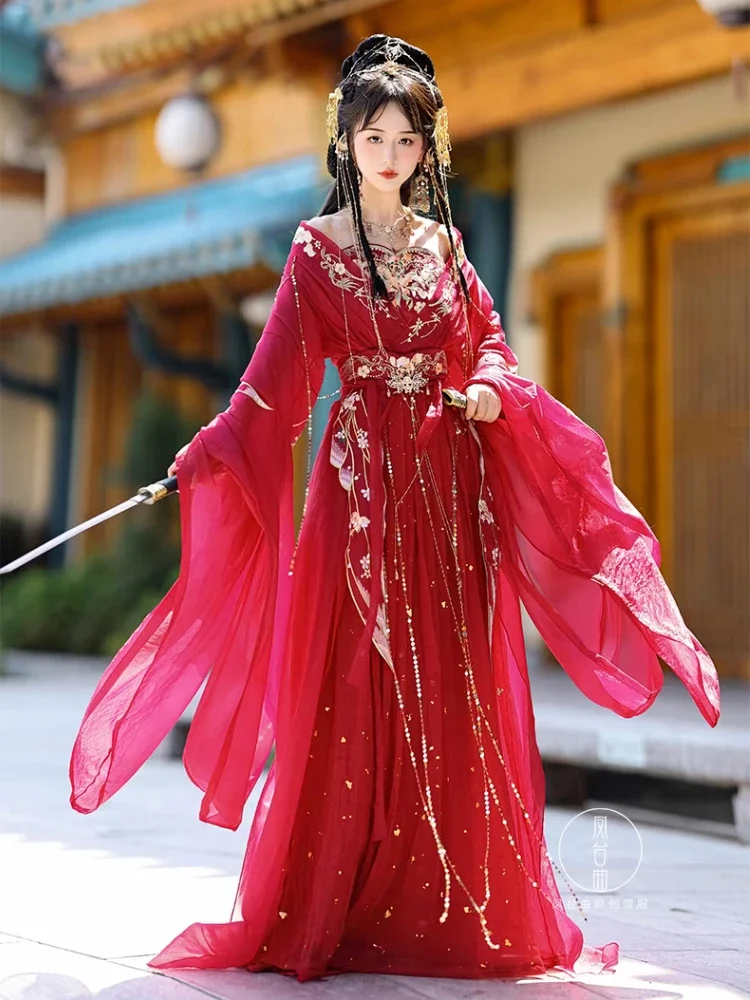 Vintage Hanfu Women Chinese Traditional Stage Dance Dress Female Fairy Cosplay Costume Hanfu Set Red Elegant Princess Outfits
Vintage Hanfu Women Chinese Traditional Stage Dance Dress Female Fairy Cosplay Costume Hanfu Set Red Elegant Princess Outfits