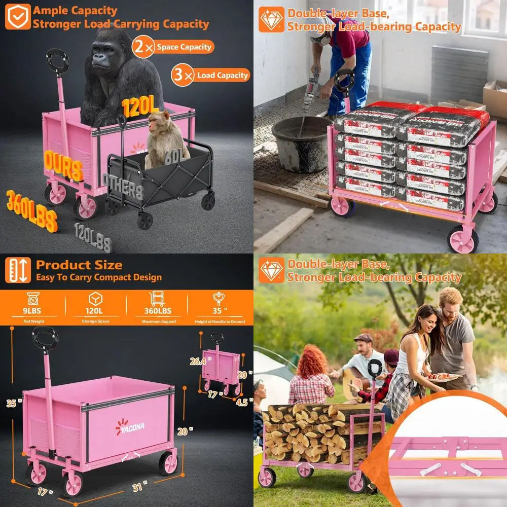 All-Terrain 3-in-1 Foldable Wagon with 360lbs Capacity for Outdoor Activities and Storage
All-Terrain 3-in-1 Foldable Wagon with 360lbs Capacity for Outdoor Activities and Storage