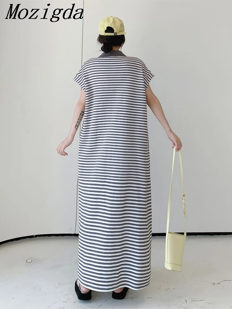 Summer Long Dress Women's Korean Edition Loose Polo Neck Flying Sleeves Striped A-line Large Size Dress Women's
Summer Long Dress Women's Korean Edition Loose Polo Neck Flying Sleeves Striped A-line Large Size Dress Women's