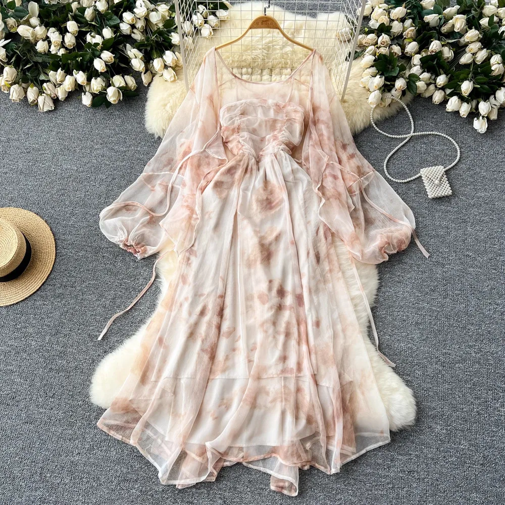 Dress Set Women Twe Piece Sets Print A Line Vestidos V Neck Sleeveless Long Dresses Sling Elegant Blouese Y2k Streetwear 2025
Dress Set Women Twe Piece Sets Print A Line Vestidos V Neck Sleeveless Long Dresses Sling Elegant Blouese Y2k Streetwear 2025