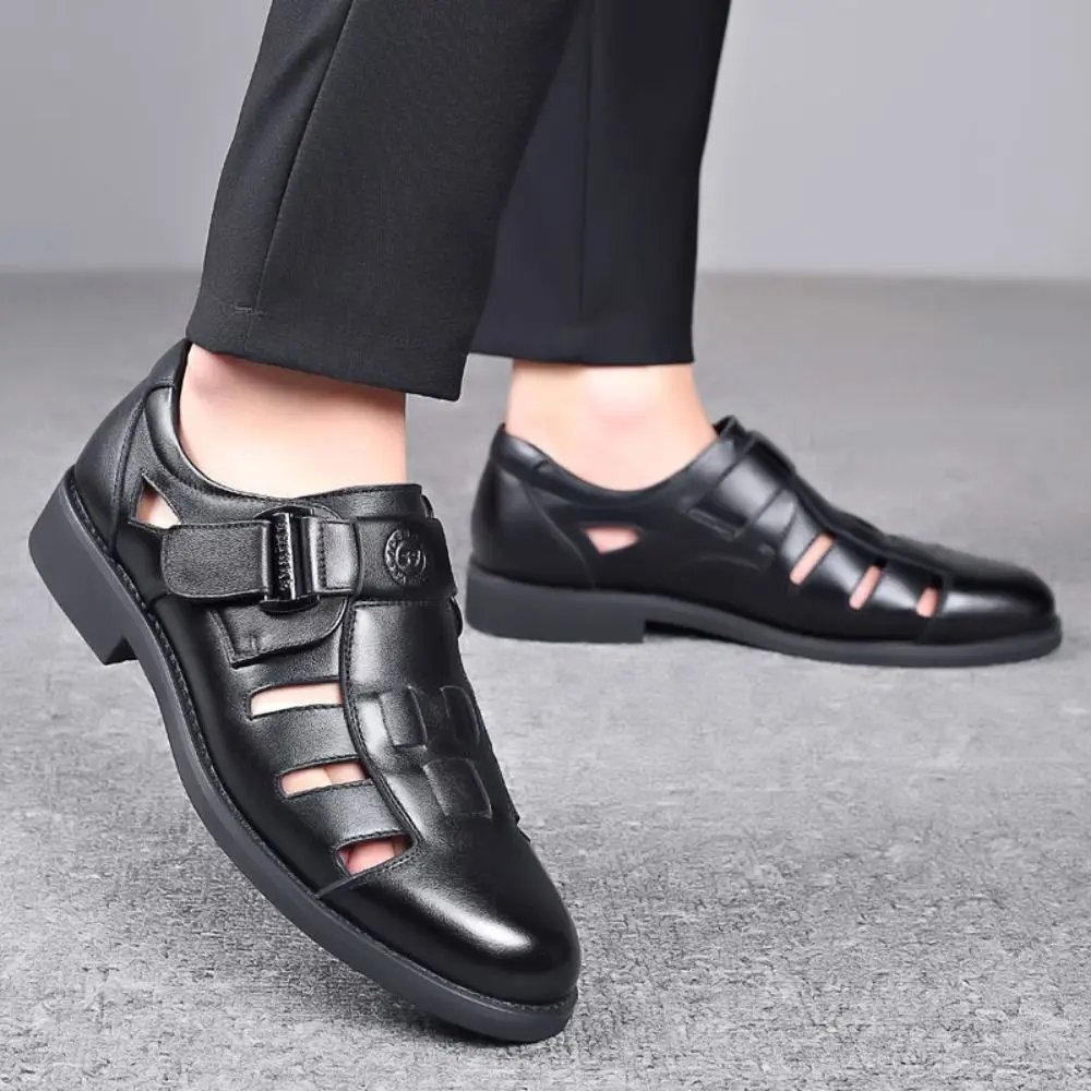 Fashion Business PU Sandals Men Comfortable Breathable Hollow Leather Shoes PVC Sole Beachwear Men's Slippers Shoes Autumn
Fashion Business PU Sandals Men Comfortable Breathable Hollow Leather Shoes PVC Sole Beachwear Men's Slippers Shoes Autumn