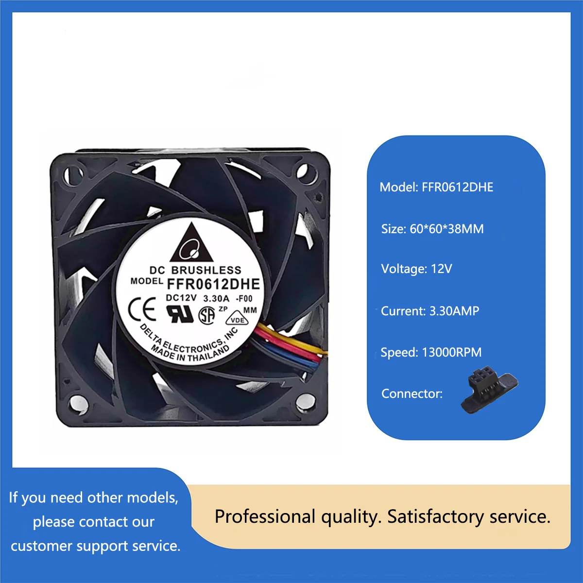 DELTA FFR0612DHE DC 12V 3.3A 60x60x38MM 13000RPM Cooling Fan For Power equipment PC Server Automotive field Cooler
DELTA FFR0612DHE DC 12V 3.3A 60x60x38MM 13000RPM Cooling Fan For Power equipment PC Server Automotive field Cooler