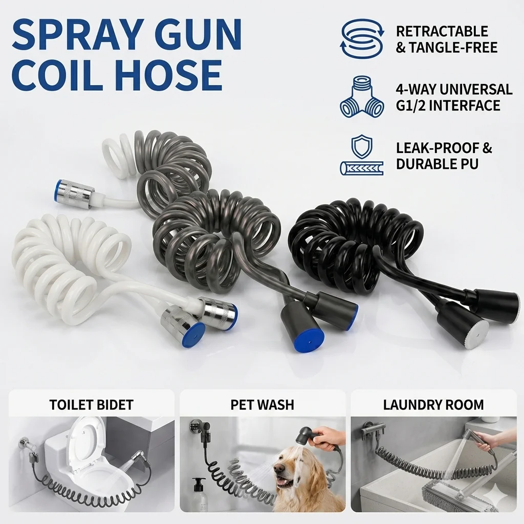 2m Spring Retractable Bidet Sprayer Hose Flexible Telephone Line Type Bathroom Shower Plumbing Accessories
2m Spring Retractable Bidet Sprayer Hose Flexible Telephone Line Type Bathroom Shower Plumbing Accessories