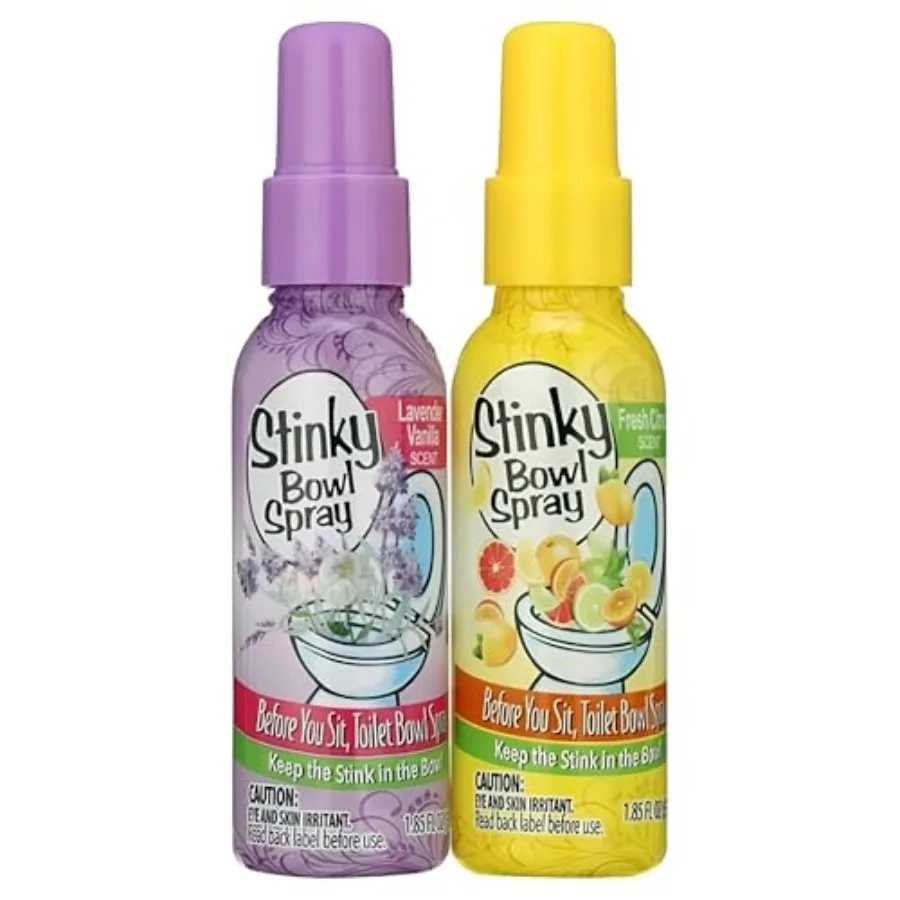 Set of 2 Stinky Bowl Spray 1.85oz - Before You Go Toilet Bathroom Deodorizer - Features Fresh Citrus Scent and Lavender Scent!
Set of 2 Stinky Bowl Spray 1.85oz - Before You Go Toilet Bathroom Deodorizer - Features Fresh Citrus Scent and Lavender Scent!