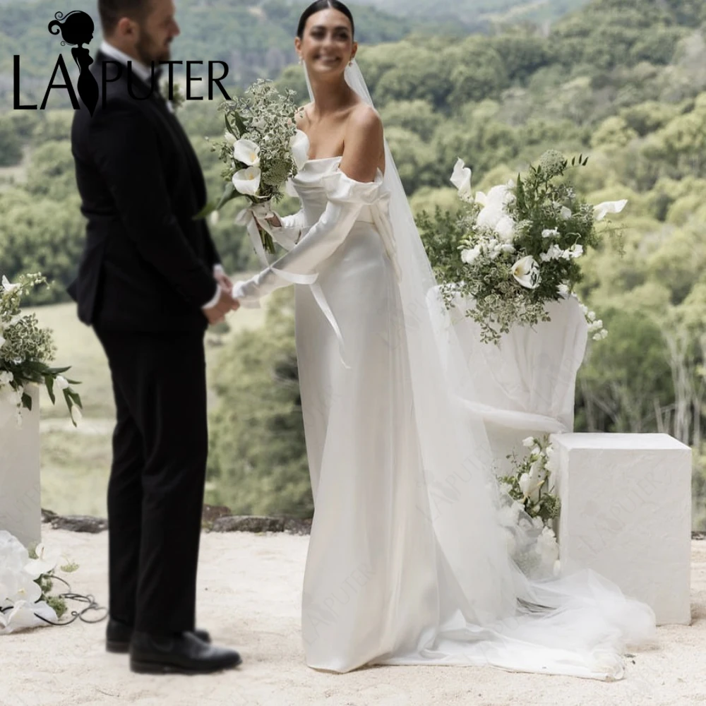 High Quality Satin Mermaid Bridal Wedding Dresses Off Shoulder Long Sleeves Thick Smoothy White Bride Gown Elegant Decent Dress
High Quality Satin Mermaid Bridal Wedding Dresses Off Shoulder Long Sleeves Thick Smoothy White Bride Gown Elegant Decent Dress